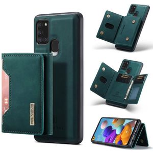 For Samsung Galaxy A21s DG.MING M2 Series 3-Fold Multi Card Bag + Magnetic Back Cover Shockproof Case with Wallet &amp; Holder Function(Green)