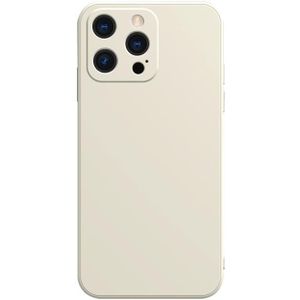 Solid Color Cube Straight Edge Liquid Silicone Lining Flannel Case For iPhone 13 mini(White)