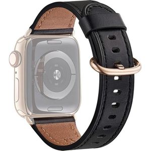 Ronde gesp Lederen vervangende polsriem horlogeband voor Apple Watch Series 7 41mm / 6 &amp; SE &amp; 5 &amp; 4 40mm / 3 &amp; 2 &amp; 1 38mm