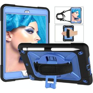 Contrast kleur siliconen + PC Combinatie case met houder voor iPad mini 3 (Zwart + Blauw)