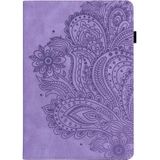 Voor Amazon Kindle Fire HD 10 2016/2017/2018/2019 Peacock Embossed Pattern TPU + PU Horizontal Flip Leather Case with Holder &amp; Card Slots &amp; Wallet &amp; Sleep / Wake-up Function(Purple)