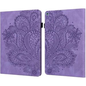 Voor Amazon Kindle Fire HD 10 2016/2017/2018/2019 Peacock Embossed Pattern TPU + PU Horizontal Flip Leather Case with Holder &amp; Card Slots &amp; Wallet &amp; Sleep / Wake-up Function(Purple)