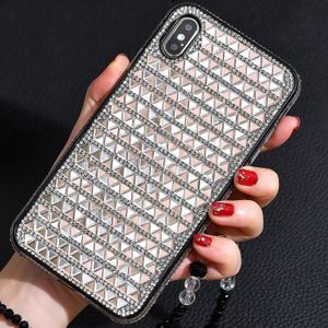 TPU + epoxy driehoekige glas diamant telefoon beschermende case voor iPhone XS Max (Rose goud)