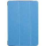 Zijde textuur horizontale Flip lederen draagtas met drie-vouwen houder voor iPad mini 4(Blue)