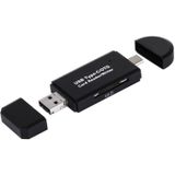 3 in 1 USB-C / Type-C 3.1 naar USB 2.0 + Micro USB + SD(HC) + Micro SD Kaartleze Adapter met OTG functie voor MacBook / Google Chromebook / Nokia N1 / LeTV (zwart)