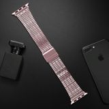 Seven-Beads Double Safety Gesp Staal Vervanging Strap Horlogeband voor Apple Watch Series 6 &amp; SE &amp; 5 &amp; 4 44mm / 3 &amp; 2 &amp; 1 42mm (Rose Pink)