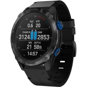 Voor Garmin Descent MK 2i 26mm lederen stalen gesp horlogeband