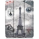 Gekleurde tekening horizontale flip TPU + PU lederen behuizing met drie-opvouwbare houder / slaap / wake-up functie &amp; pen sleuf voor iPad Pro 11 inch (2021) (Eiffeltoren)