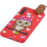 Voor Galaxy A21 schokbestendige cartoon TPU beschermhoes (Rode Uil)