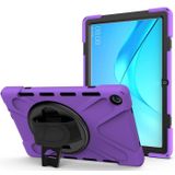 Voor Huawei MediaPad M5 10.8 Schokbestendige kleurrijke siliconen + pc beschermhoes met Holder &amp; Hand Grip Strap(Paars)