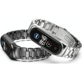 For Xiaomi Mi Band 6 / 5 / 4 / 3 Mijobs CS Metal Three Bead Stainless Steel Replacement Watchband(Black)