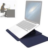 4-in-1 Universal Waterproof PU Leather Laptop Liner Bag met Handle &amp; Stand &amp; Pen Houder + 2 Winders + Muistas + Charger Bag Set voor 15 inch laptops (Donkerblauw)
