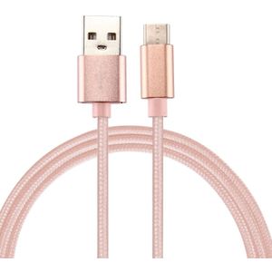 Brei structuur USB naar USB-C / Type-C Data Sync laad Kabel  Kabel Lengte: 3m  voor Samsung Galaxy S8 &amp; S8 PLUS / LG G6 / Huawei P10 &amp; P10 Plus / Oneplus 5 / Xiaomi Mi6 &amp; Max 2 / en andere Smartphones (Rose Goud)