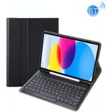 Voor iPad 10th Gen 10.9 2022 YA10B Lamsvacht Textuur Bluetooth Toetsenbord Lederen Tablet Case met Pen Slot (Zwart)