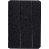 Zijde textuur horizontale Flip lederen draagtas met drie-vouwen houder voor iPad mini 4(Black)