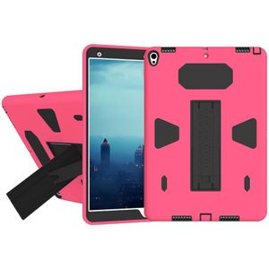 Voor iPad Pro 10.5 inch PC + siliconen Shockproof beschermende back cover Case met houder (zwart + Magenta)