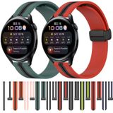 Voor Huawei Watch 3 22 mm opvouwbare magnetische sluiting siliconen horlogeband (olijfgroen + zwart)