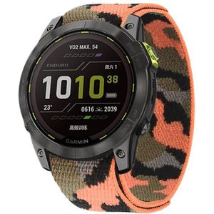 Voor Garmin Fenix 7X klittenband nylon horlogeband (oranje camouflage)