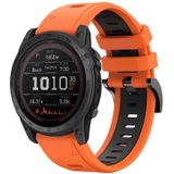 Voor Garmin TACTIX 7/7Pro 26 mm tweekleurige sport siliconen horlogeband (oranje + zwart)