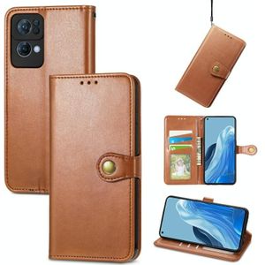 Voor Oppo Reno7 Pro 5G Solid Color Leather Buckle Case (Brown)