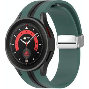 Voor Samsung Galaxy Watch 5 Pro Tweekleurige zilveren gesp siliconen horlogeband (olijfgroen zwart)