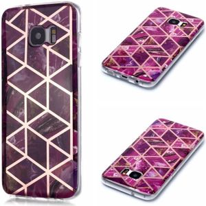 Voor Galaxy S7 edge Plating Marble Pattern Soft TPU Protective Case(Purple)