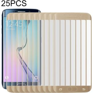 25 stuks voor Galaxy S6 Edge plus/G928 0.3 mm 9H oppervlaktehardheid 3D gebogen oppervlak volledig scherm cover explosieveilige gehard glas film (goud)