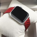 Nylon Single Loop Vervanging Strap Horlogeband voor Apple Watch Series 6 &amp; SE &amp; 5 &amp; 4 44mm / 3 &amp; 2 &amp; 1 42mm (rood + donker rood)
