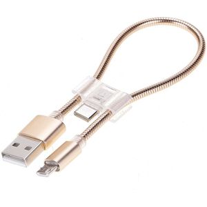 24cm 2A Micro USB + USB-C / Type-C aan flexibele Data USB laad Kabel  Voor Galaxy  Xiaomi  Huawei  LG  HTC en andere Smart Phones  Oplaadbare apparaten (Goud)
