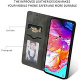 Retro huid voelen Business magnetische horizontale Flip lederen case voor Samsung Galaxy A70 (donkergrijs)