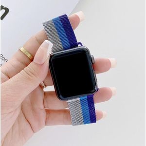 Vier-kleuren Milanese vervanging riem Watchband voor Apple Watch Series 6 &amp; se  5 &amp; 4 40mm / 3 &amp; 2 &amp; 1 38mm (zilvergrijs blauw paars)