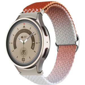 Voor Samsung Galaxy Watch 5 / Watch 5 Pro / Watch 4 Weave kleurverloop horlogeband (bruin beige wit)