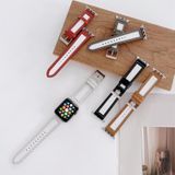 Canvas Leather Alternative Strap For Apple Watch Series 7 41mm / 6&amp;SE&amp;5&amp;4 40mm / 3&amp;2&amp;1 38mm(White+Drown)