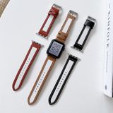 Canvas Leather Alternative Strap For Apple Watch Series 7 41mm / 6&amp;SE&amp;5&amp;4 40mm / 3&amp;2&amp;1 38mm(White+Drown)