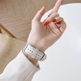 Canvas Leather Alternative Strap For Apple Watch Series 7 41mm / 6&amp;SE&amp;5&amp;4 40mm / 3&amp;2&amp;1 38mm(White+Drown)