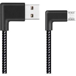2m 2A USB naar Micro USB golf stijl dubbele elleboog Data Sync laad Kabel  Voor Samsung / Huawei / Xiaomi / Meizu / LG / HTC (zwart)