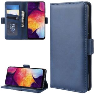 Voor Galaxy A50 / A30s / A50s Double Buckle Crazy Horse Business Mobiele Telefoon Holster met Card Wallet Bracket Functie (Blauw)