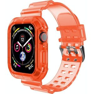 Transparante horlogeband voor Apple Watch Series 7 41 mm / 6 &amp; SE &amp; 5 &amp; 4 40mm / 3 &amp; 2 &amp; 1 38 mm (transparant rood)