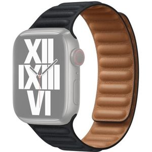 For Apple Watch Series 7 41mm / 6 &amp; SE &amp; 5 &amp; 4 40mm / 3 &amp; 2 &amp; 1 38mm Leather Replacement Strap Watchband (Midnight)