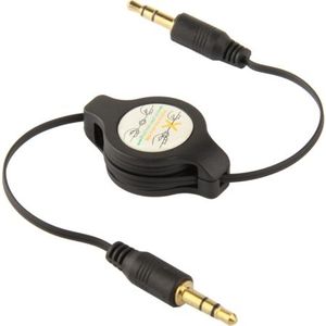 Goud geplateerde 3 5 mm Jack AUX intrekbare kabel voor iPhone / iPod / MP3 speler / mobiele telefoons / andere apparaten met een standaard 3.5mm hoofdtelefoonhefboom  lengte: 11cm (kan worden uitgebreid tot 80cm)  Black(Black)