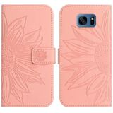 Voor Samsung Galaxy S7 Edge Skin Feel Sun Flower Pattern Flip Leather Phone Case met Lanyard