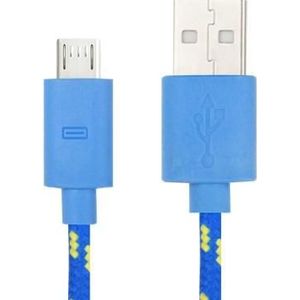 Geweven Nylon stijl micro 5 pin USB data transfer / laad kabel voor samsung galaxy s iv / i9500 / s iii / i9300 / note ii / n7100 / nokia / htc / blackberry / sony  lengte: 3 meter (baby blauw)