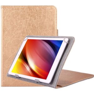 Universeel 10 inch horizontaal Strokes structuur PU leren Flip Tablet Hoesje met houder (goudkleurig)