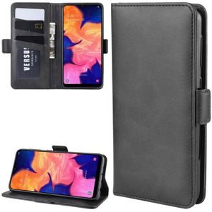 Voor Galaxy A10 Double Buckle Crazy Horse Business Mobiele Telefoon Holster met Card Wallet Bracket Functie (Zwart)