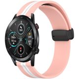 Voor Honor Magic Watch 2 46 mm 22 mm opvouwbare magnetische sluiting siliconen horlogeband (roze + wit)