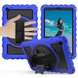 Voor Samsung Galaxy Tab A 10.1 2019 (T510 / T515) 360 Graden Rotatie PC + Siliconen Schokbestendige Combinatiecase met houder &amp; handgreepband &amp; halsband(blauw)