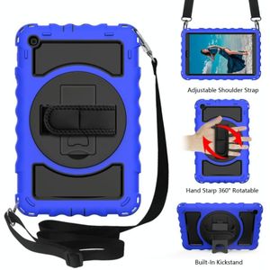 Voor Samsung Galaxy Tab A 10.1 2019 (T510 / T515) 360 Graden Rotatie PC + Siliconen Schokbestendige Combinatiecase met houder &amp; handgreepband &amp; halsband(blauw)