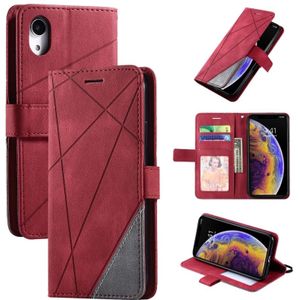 Voor iPhone XR Skin Feel Splicing Horizontal Flip Leather Case met Holder &amp; Card Slots &amp; Wallet &amp; Photo Frame(Red)