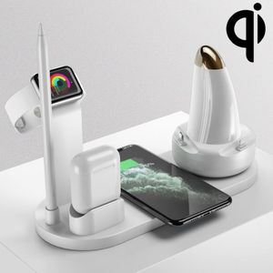 WS7 10W 2 USB-poorten + USB-C / Type-C-poort Multi-functie Bureaulamp + Qi draadloze oplaadlader (wit)