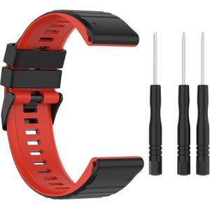 Voor Garmin Fenix 7 26mm tweekleurige siliconen horlogeband (zwart rood)